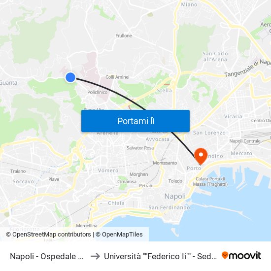 Napoli - Ospedale Monaldi to Università ""Federico Ii"" - Sede Centrale map