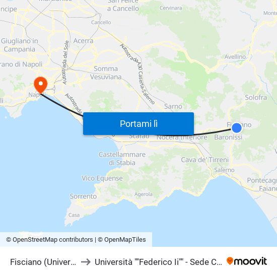Fisciano (Università) to Università ""Federico Ii"" - Sede Centrale map