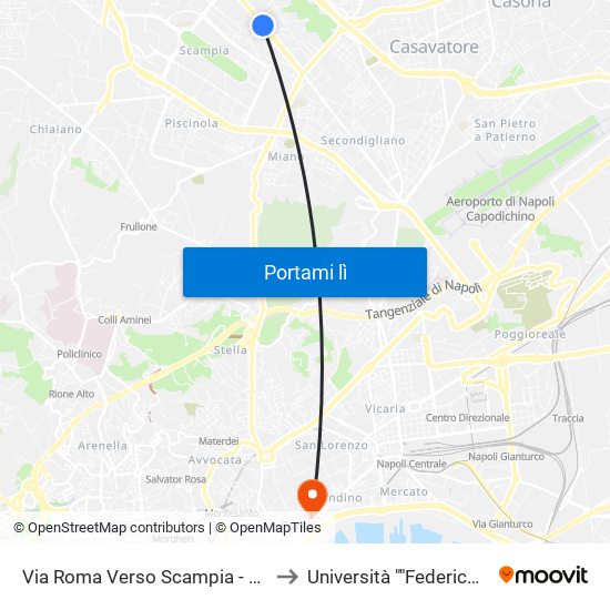 Via Roma Verso Scampia - Rif. Di Fronte Civico N° 56 to Università ""Federico Ii"" - Sede Centrale map