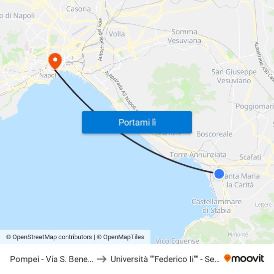 Pompei - Via S. Benedetto, 64 to Università ""Federico Ii"" - Sede Centrale map