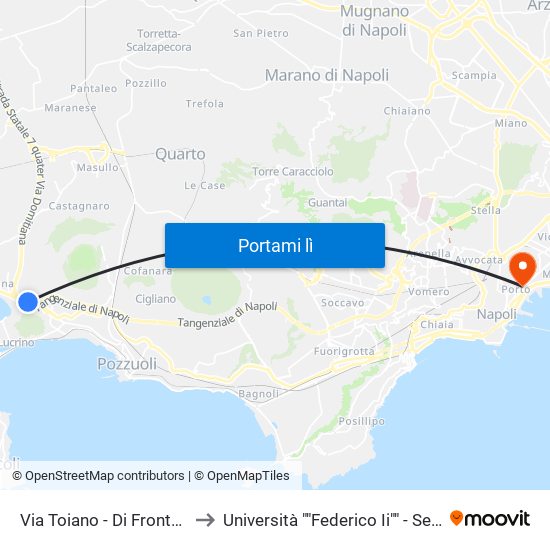 Via Toiano - Di Fronte Damiani to Università ""Federico Ii"" - Sede Centrale map