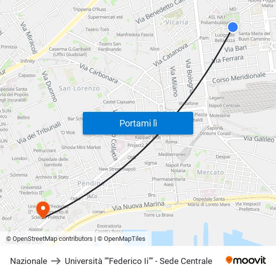 Nazionale to Università ""Federico Ii"" - Sede Centrale map