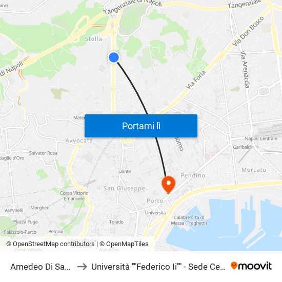 Amedeo Di Savoia to Università ""Federico Ii"" - Sede Centrale map