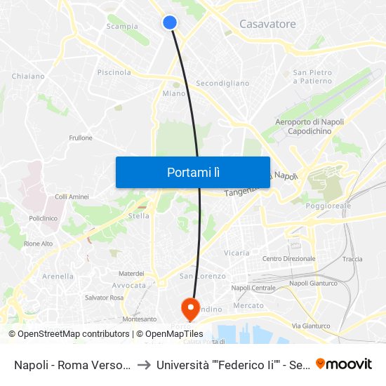 Napoli - Roma Verso Scampia to Università ""Federico Ii"" - Sede Centrale map