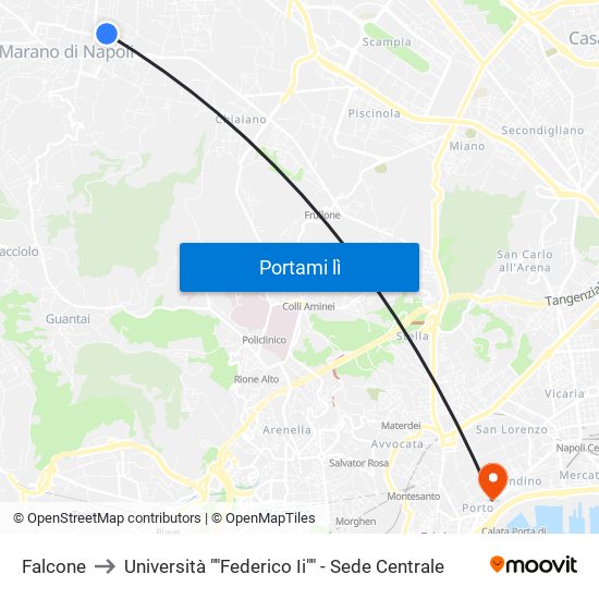 Falcone to Università ""Federico Ii"" - Sede Centrale map