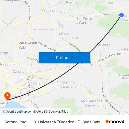 Rotondi Paolisi to Università ""Federico Ii"" - Sede Centrale map