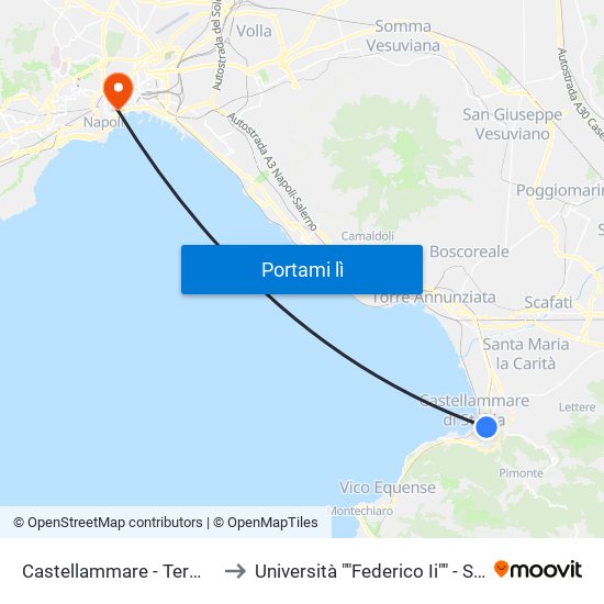 Castellammare - Terme Di Stabia to Università ""Federico Ii"" - Sede Centrale map