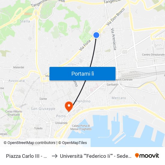 Piazza Carlo III - Alifana to Università ""Federico Ii"" - Sede Centrale map