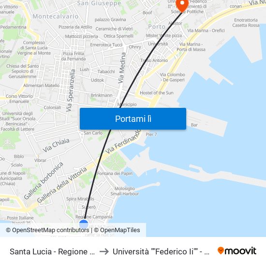 Santa Lucia - Regione Camapania to Università ""Federico Ii"" - Sede Centrale map