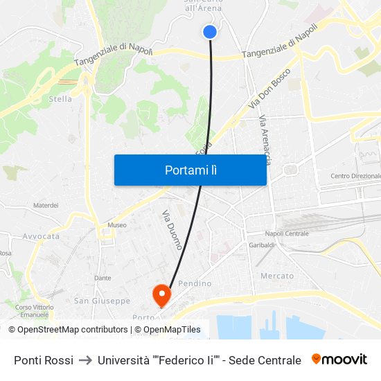 Ponti Rossi to Università ""Federico Ii"" - Sede Centrale map