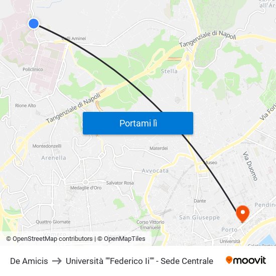 De Amicis to Università ""Federico Ii"" - Sede Centrale map