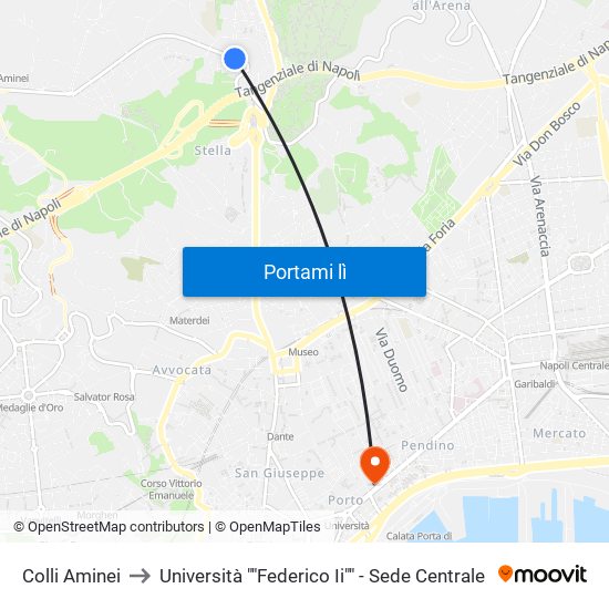 Colli Aminei to Università ""Federico Ii"" - Sede Centrale map