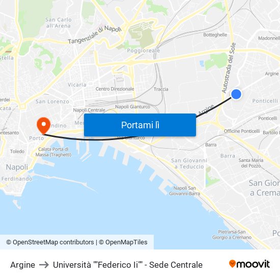 Argine to Università ""Federico Ii"" - Sede Centrale map