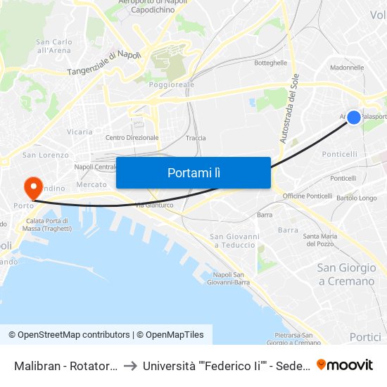 Malibran - Rotatoria Arin to Università ""Federico Ii"" - Sede Centrale map