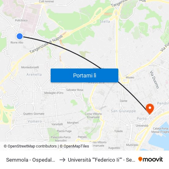 Semmola - Ospedale Pascale to Università ""Federico Ii"" - Sede Centrale map