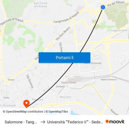 Salomone - Tangenziale to Università ""Federico Ii"" - Sede Centrale map