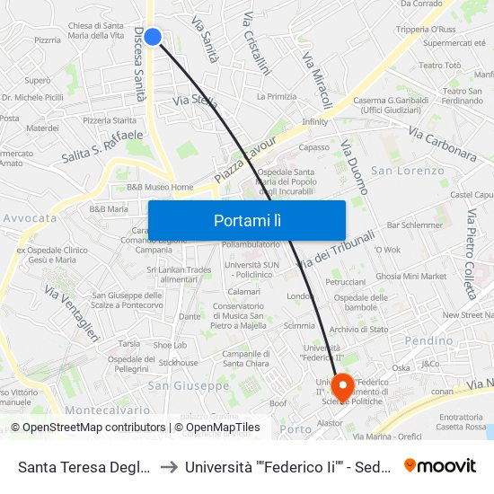 Santa Teresa Degli Scalzi to Università ""Federico Ii"" - Sede Centrale map