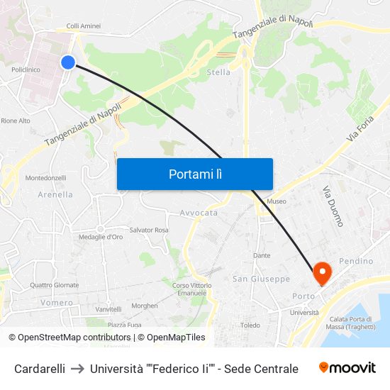 Cardarelli to Università ""Federico Ii"" - Sede Centrale map