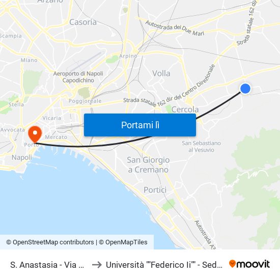 S. Anastasia - Via Merone to Università ""Federico Ii"" - Sede Centrale map