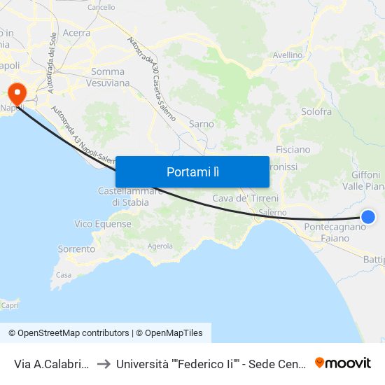 Via A.Calabritto to Università ""Federico Ii"" - Sede Centrale map