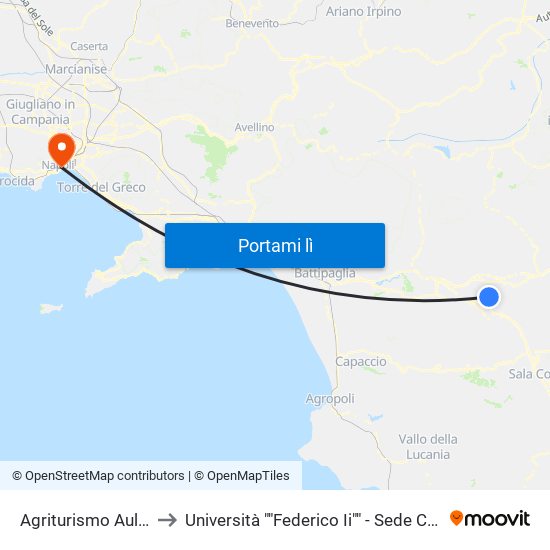 Agriturismo Auletto to Università ""Federico Ii"" - Sede Centrale map