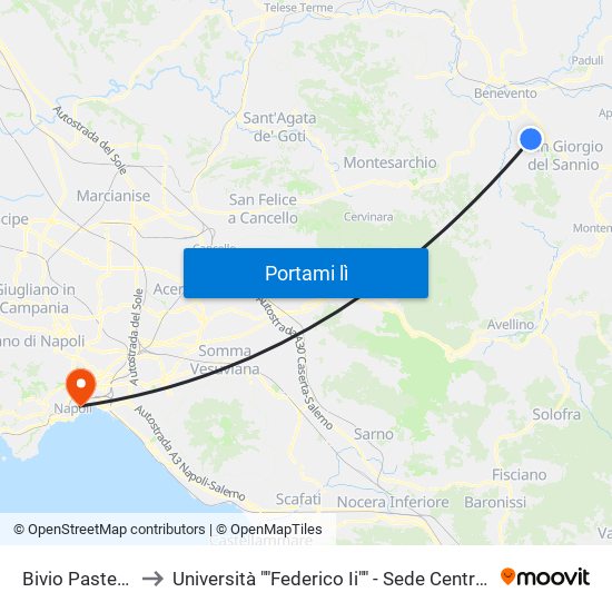 Bivio Pastene to Università ""Federico Ii"" - Sede Centrale map
