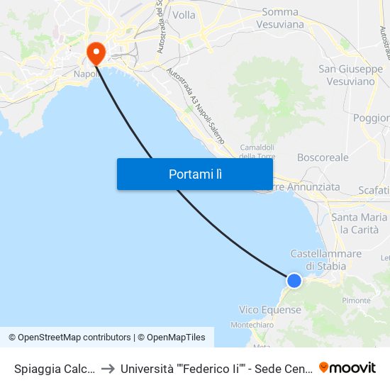 Spiaggia Calcina to Università ""Federico Ii"" - Sede Centrale map