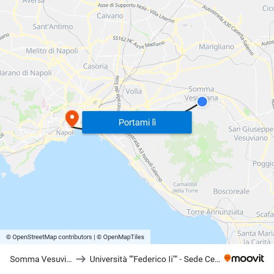 Somma Vesuviana to Università ""Federico Ii"" - Sede Centrale map