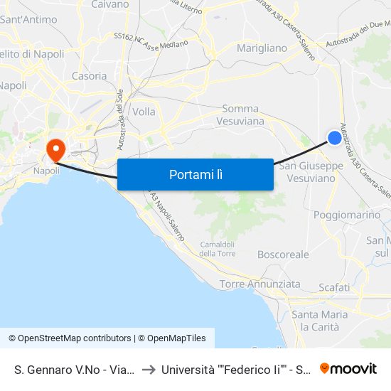 S. Gennaro V.No - Via Nola, 109 to Università ""Federico Ii"" - Sede Centrale map