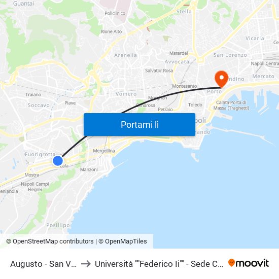 Augusto - San Vitale to Università ""Federico Ii"" - Sede Centrale map