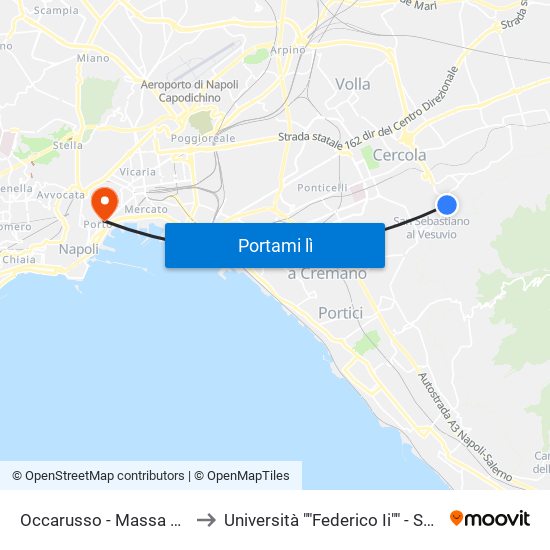 Occarusso - Massa Di Somma to Università ""Federico Ii"" - Sede Centrale map