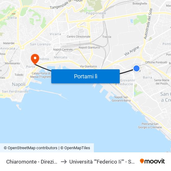 Chiaromonte - Direzione Barra to Università ""Federico Ii"" - Sede Centrale map