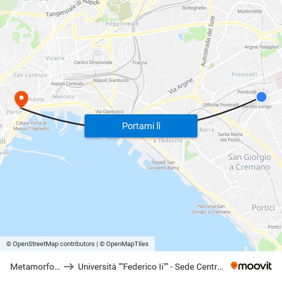 Metamorfosi to Università ""Federico Ii"" - Sede Centrale map