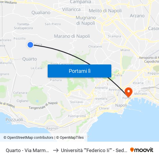 Quarto - Via Marmolito, 37 to Università ""Federico Ii"" - Sede Centrale map