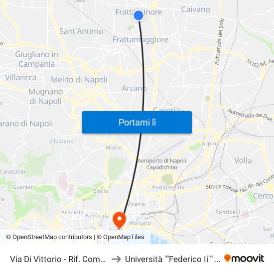 Via Di Vittorio - Rif. Complesso Ina Casa to Università ""Federico Ii"" - Sede Centrale map