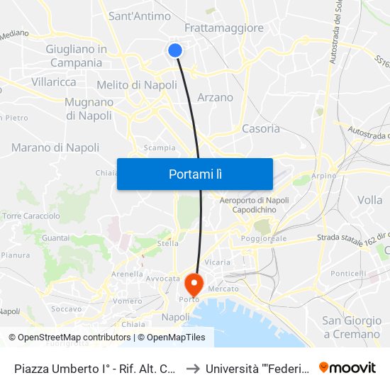 Piazza Umberto I° - Rif. Alt. Chiesa Maria Ss. Assunta In Cielo to Università ""Federico Ii"" - Sede Centrale map
