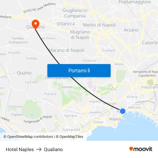 Hotel Naples to Qualiano map