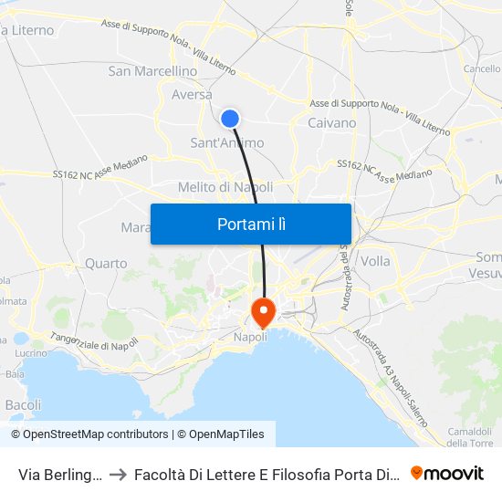 Via Berlinguer to Facoltà Di Lettere E Filosofia Porta Di Massa map
