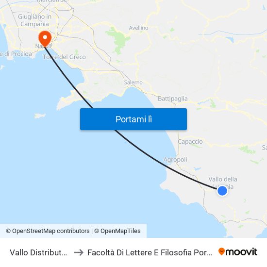 Vallo Distributore Eni to Facoltà Di Lettere E Filosofia Porta Di Massa map