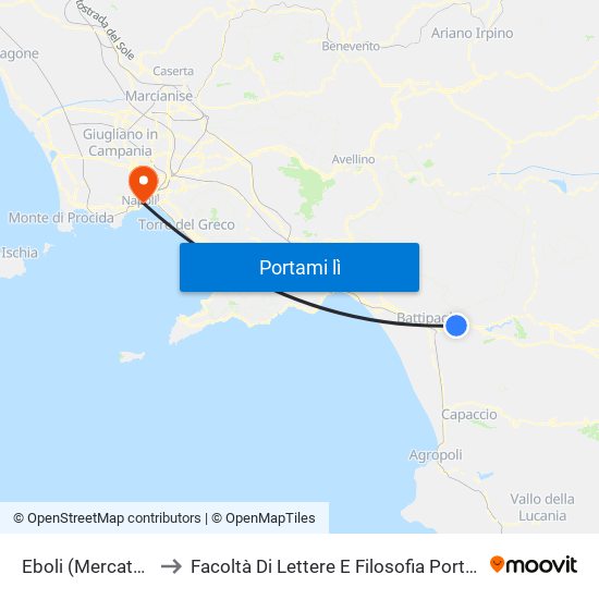 Eboli (Mercato Ort.) to Facoltà Di Lettere E Filosofia Porta Di Massa map