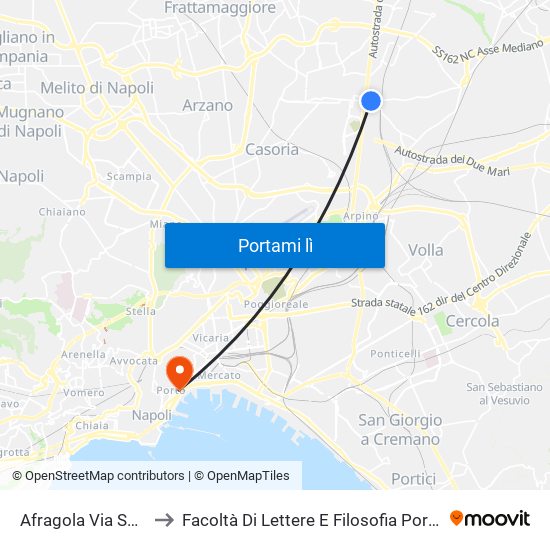 Afragola Via Saggese to Facoltà Di Lettere E Filosofia Porta Di Massa map