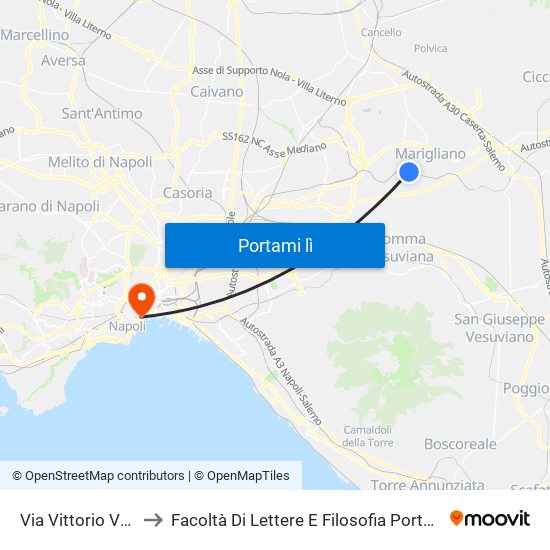 Via Vittorio Veneto to Facoltà Di Lettere E Filosofia Porta Di Massa map