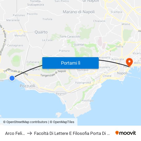 Arco Felice to Facoltà Di Lettere E Filosofia Porta Di Massa map