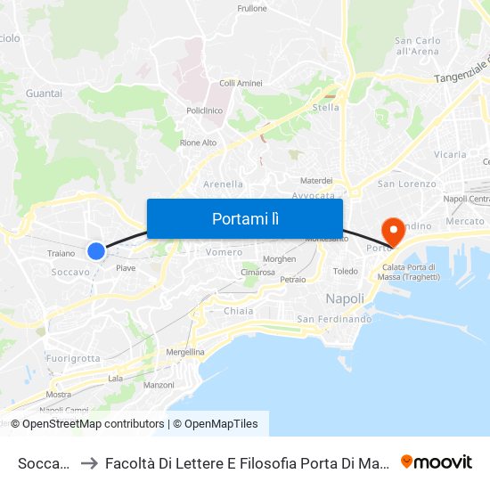 Soccavo to Facoltà Di Lettere E Filosofia Porta Di Massa map
