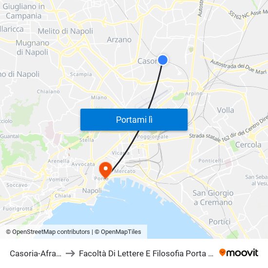 Casoria-Afragola to Facoltà Di Lettere E Filosofia Porta Di Massa map