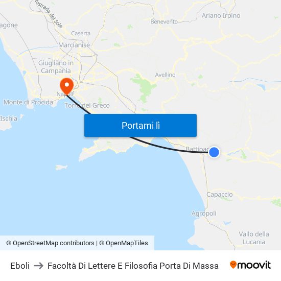 Eboli to Facoltà Di Lettere E Filosofia Porta Di Massa map