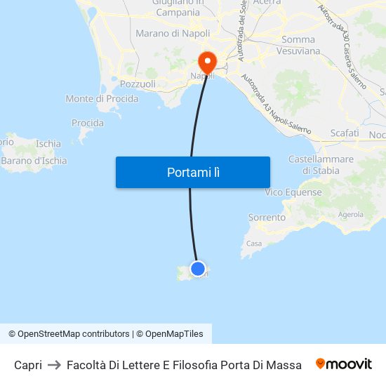 Capri to Facoltà Di Lettere E Filosofia Porta Di Massa map