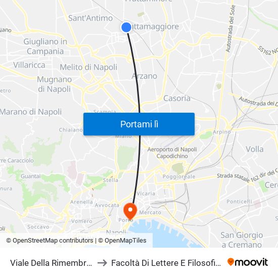 Viale Della Rimembranza - Civ. 69 to Facoltà Di Lettere E Filosofia Porta Di Massa map