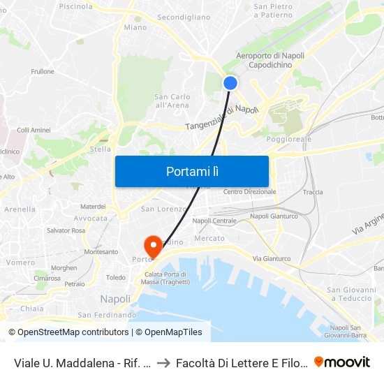 Viale U. Maddalena - Rif. Caserma Aeronautica to Facoltà Di Lettere E Filosofia Porta Di Massa map