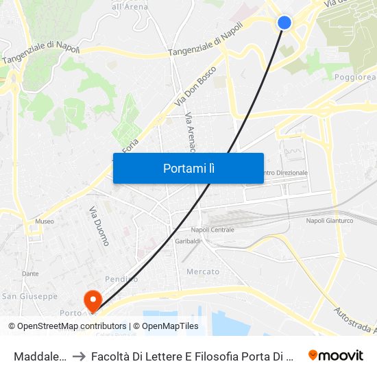 Maddalena to Facoltà Di Lettere E Filosofia Porta Di Massa map